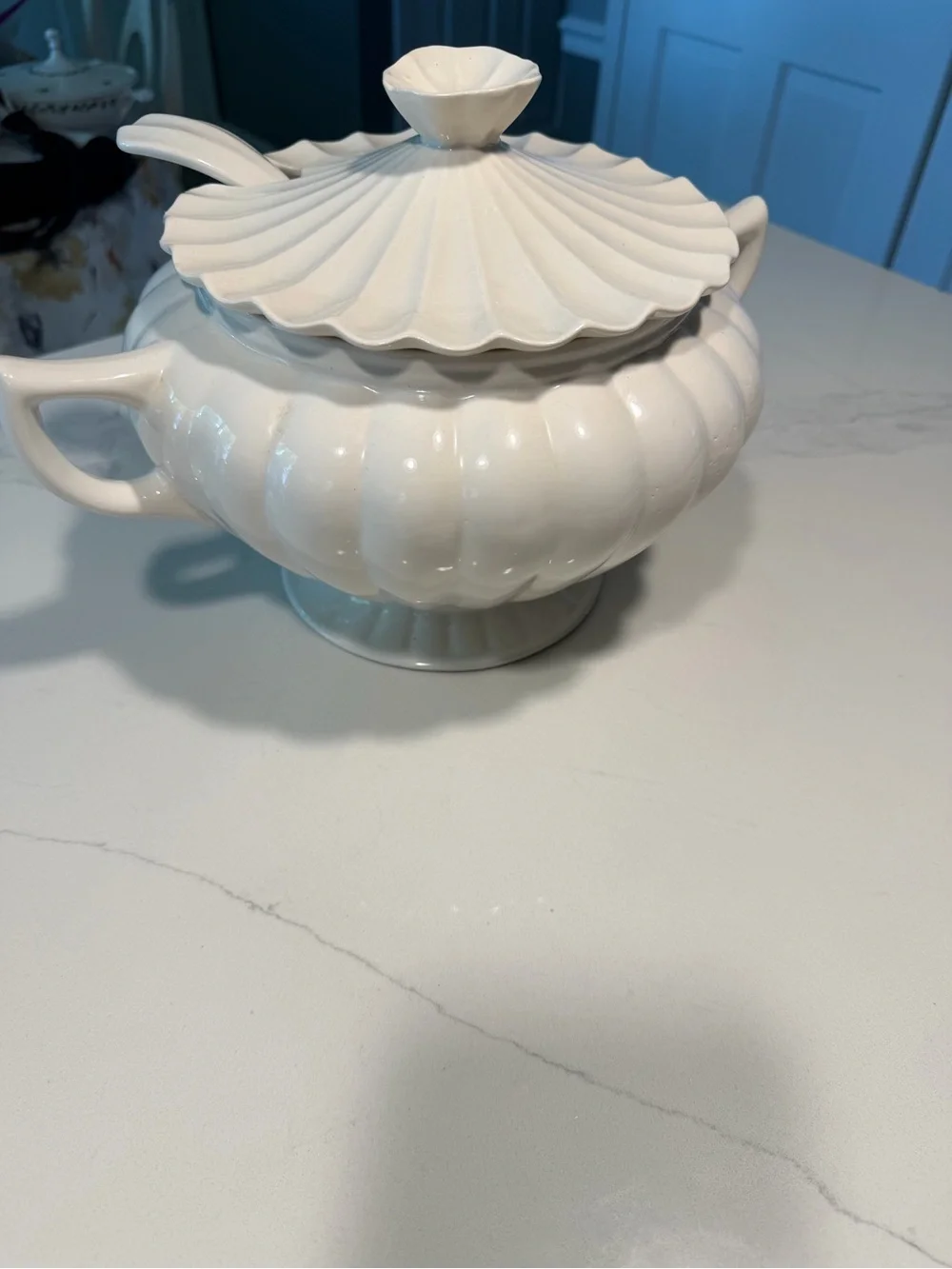 California Pottery C609 soup tureen with ladle